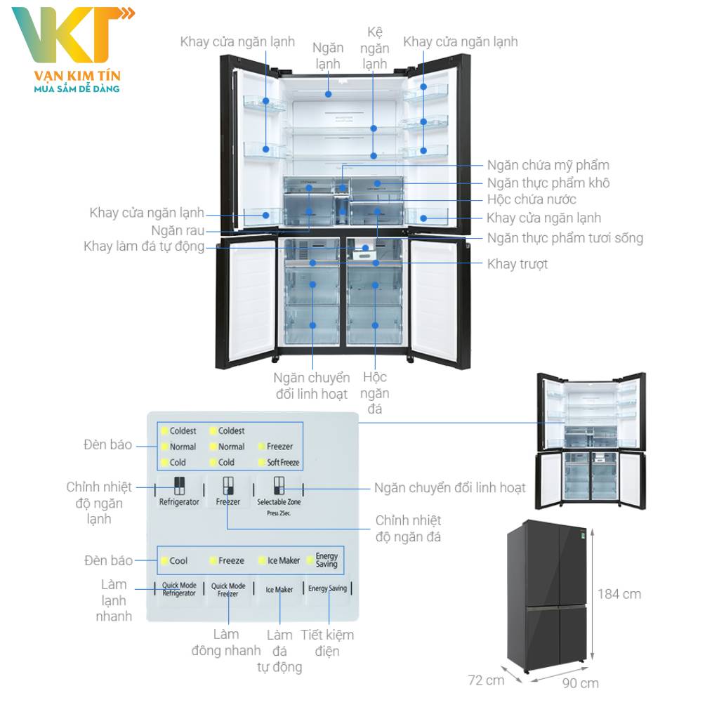 Tủ lạnh Hitachi Inverter 569 lít R-WB640PGV1 - Thông số kỹ thuật