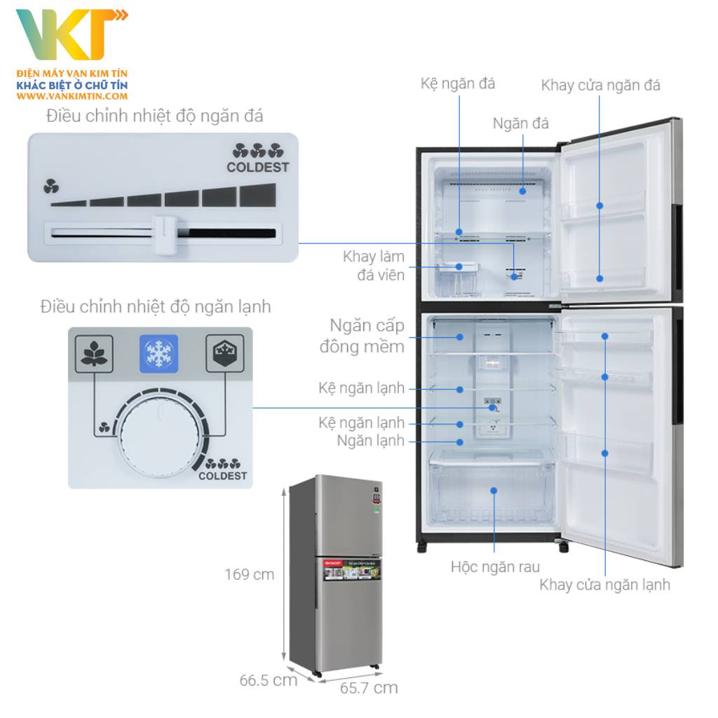 Tủ lạnh Sharp Inverter 330 lít SJ-XP352AE-SL - Thông số kỹ thuật