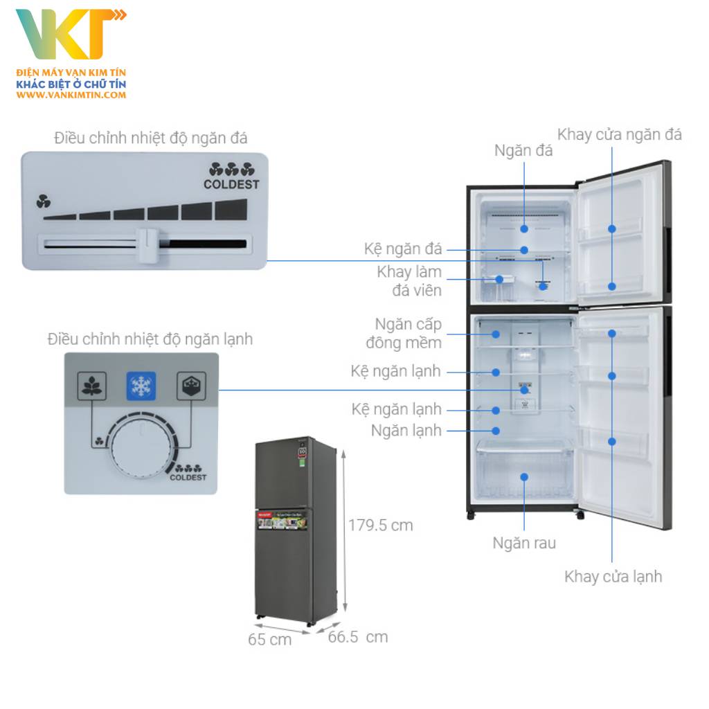 Tủ lạnh Sharp Inverter 360 lít SJ-XP382AE-DS - Thông số kỹ thuật