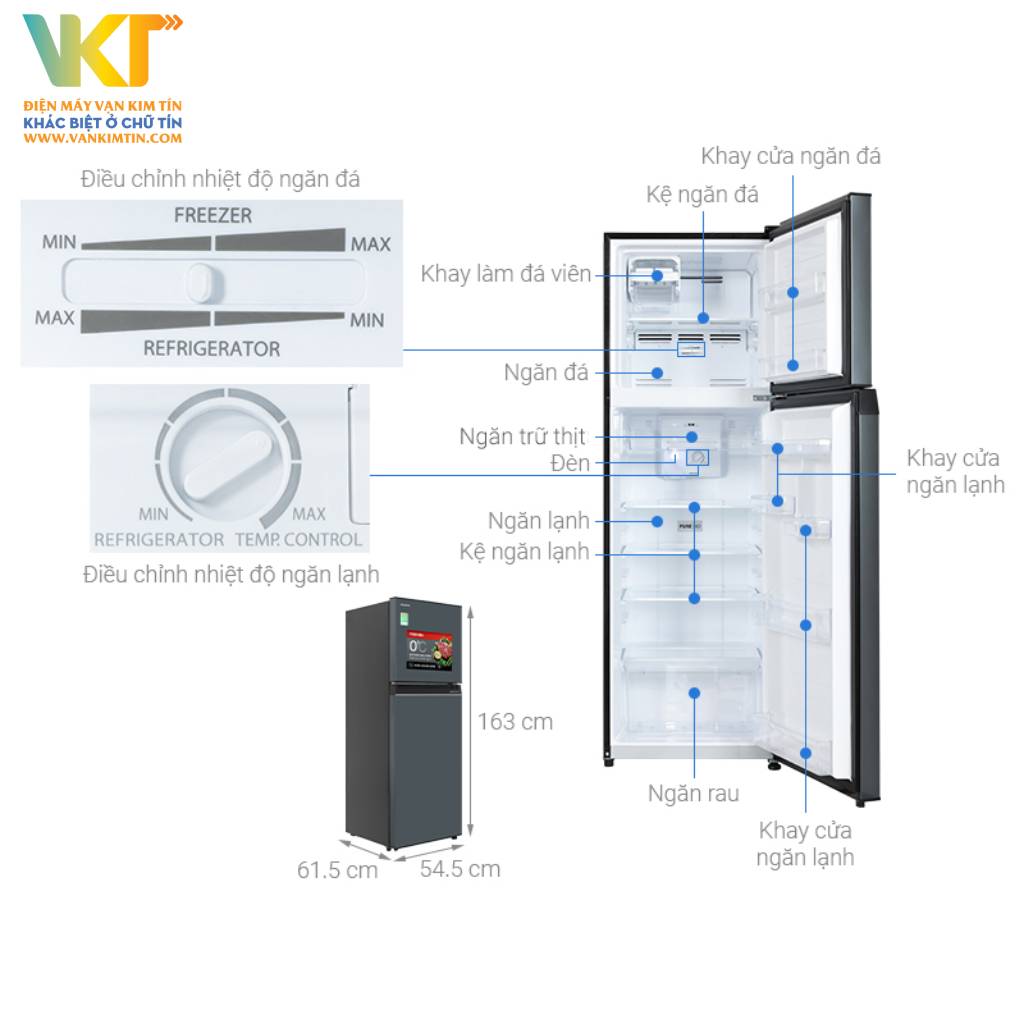 Tủ lạnh Toshiba Inverter 253 lít GR-RT329WE-PMV(52) - Thông số kỹ thuật