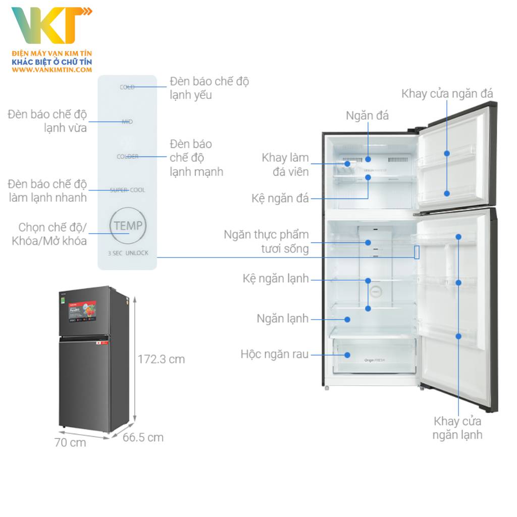 Tủ lạnh Toshiba Inverter 411 lít GR-RT559WE-PMV(58)-MM - Thông số kỹ thuật
