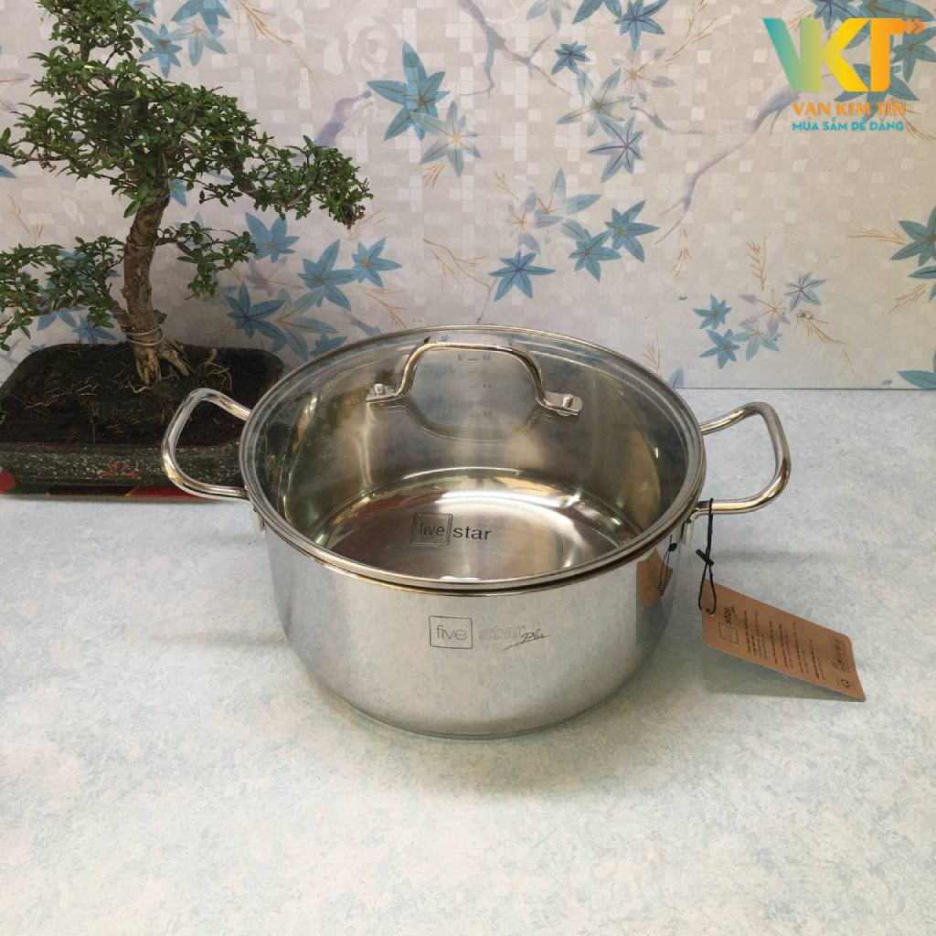 Nồi inox 304 5 đáy nắp kính Fivestar