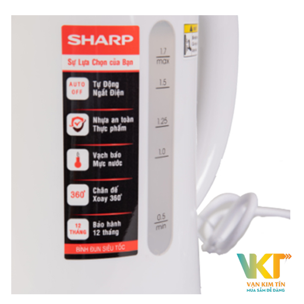 Bình đun siêu tốc Sharp EKJ-17VPS-WH - Trắng