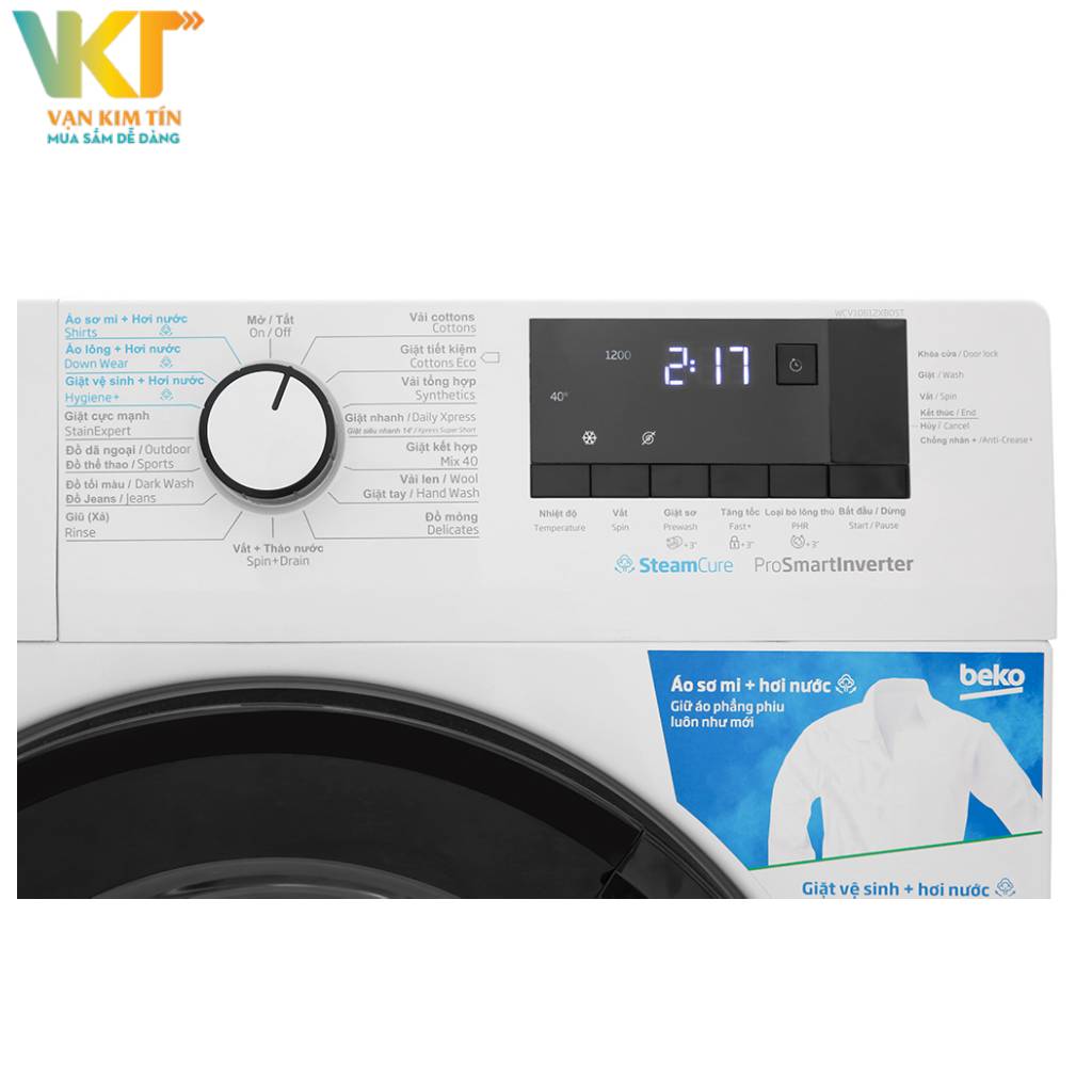 Máy giặt Beko Inverter 10 kg WCV10612XB0ST - Giặt giũ tiện lợi và nhẹ nhàng hơn với 15 chế độ giặt được tích hợp sẵn