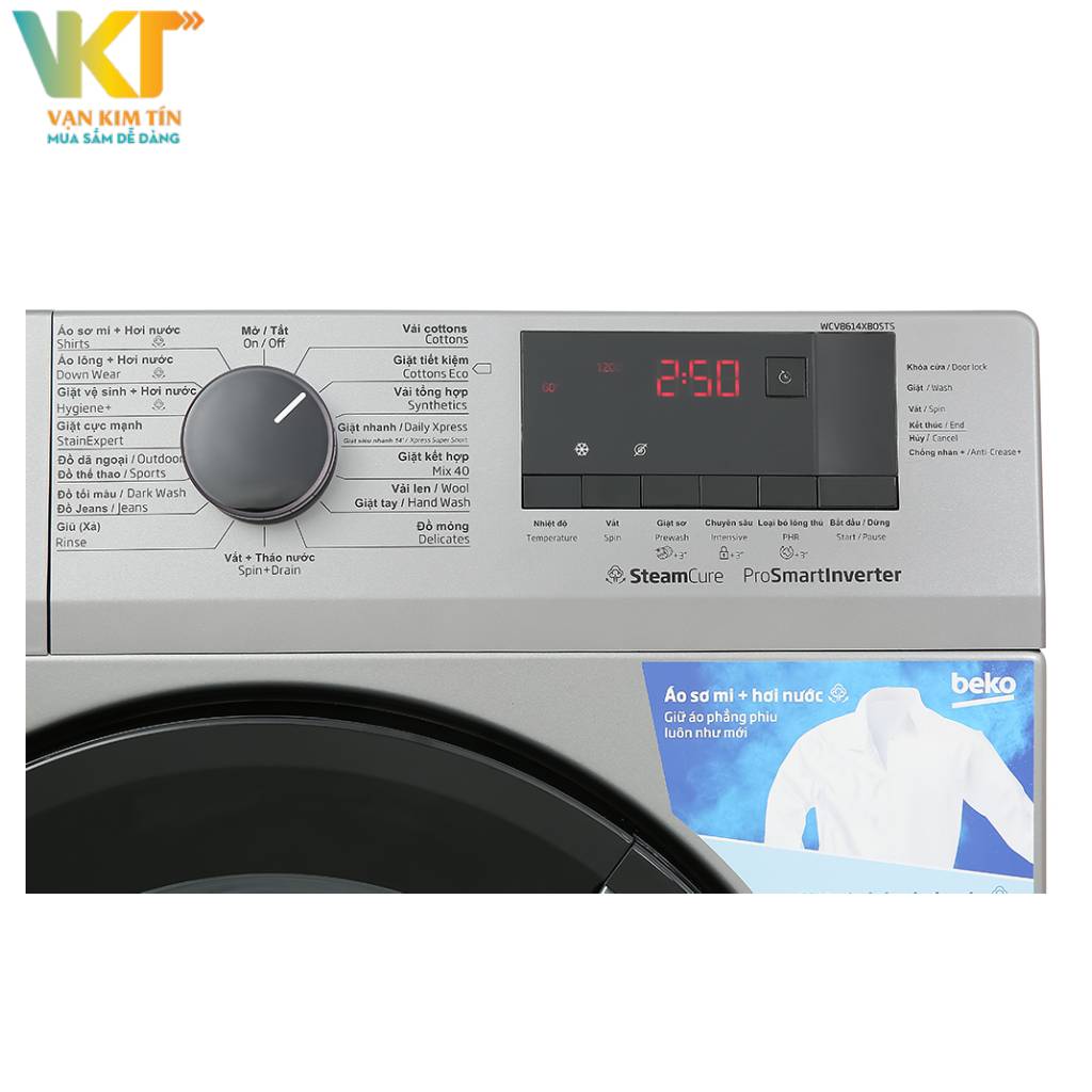Máy giặt Beko Inverter 8 kg WCV8614XB0STS