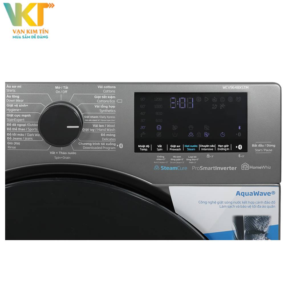 Máy giặt Beko Inverter 9 kg WCV9648XS - 15 chương trình giặt, tùy chọn tùy theo từng loại vải và mức độ dơ
