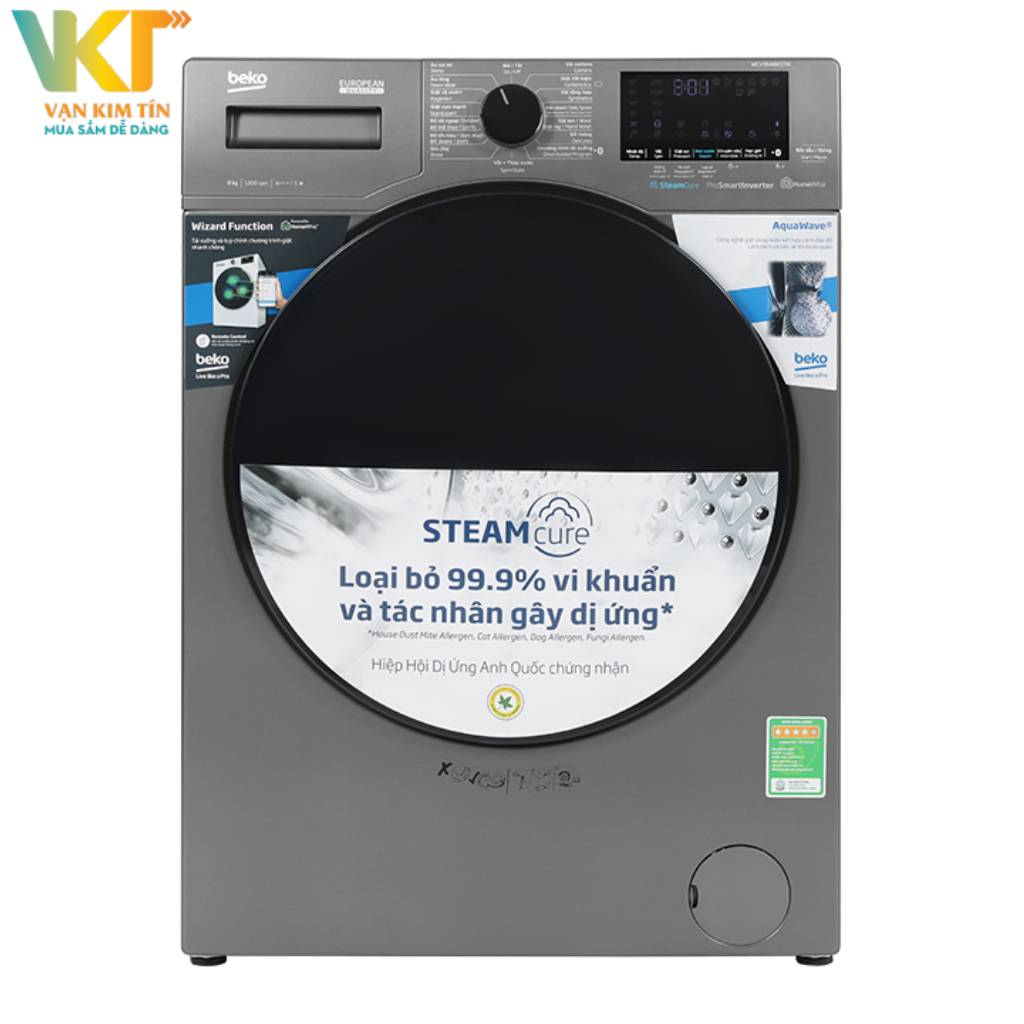 Máy giặt Beko Inverter 9 kg WCV9648XS - Khối lượng giặt 9 kg, phù hợp cho gia đình từ 3 - 5 người