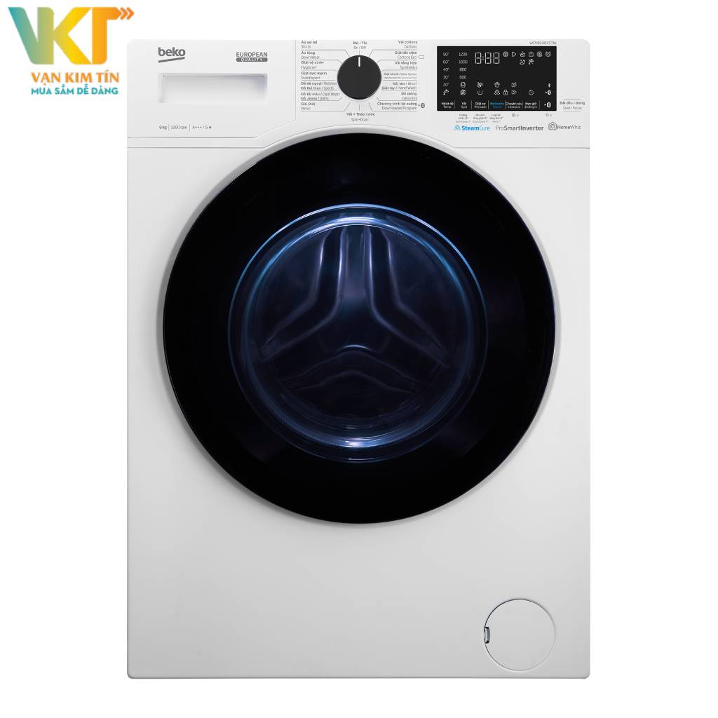 Máy giặt Beko Inverter 9 kg WCV9648XSTW (NEW) - Kiểu dáng thanh lịch, phù hợp cho gia đình 5 thành viên