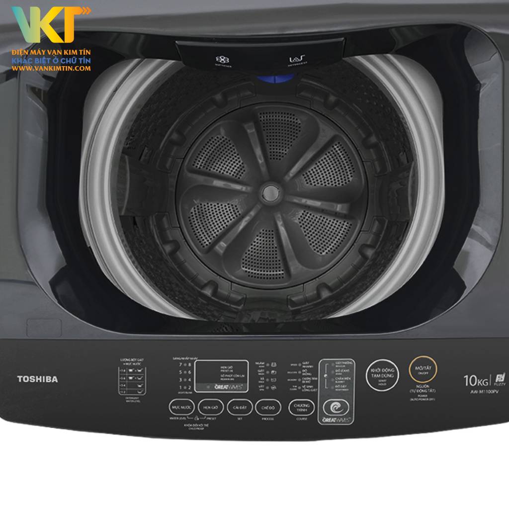 Máy giặt Toshiba 10 kg AW-M1100PV(MK) - Thiết kế tinh tế, màu đen, phù hợp cho gia đình đông thành viên