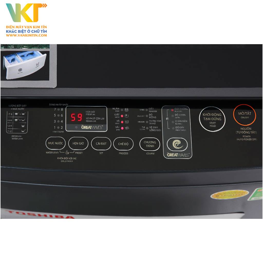 Máy giặt Toshiba 10 kg AW-M1100PV(MK) - Công nghệ màn hình LED hiện đại, quản lý tất cả các chức năng của máy giặt