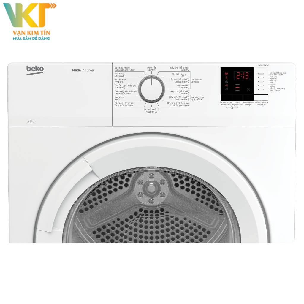 Máy sấy thông hơi Beko 8 kg DA8112RX0W - Phù hợp nhiều loại quần áo với 15 chương trình sấy chuyên biệt