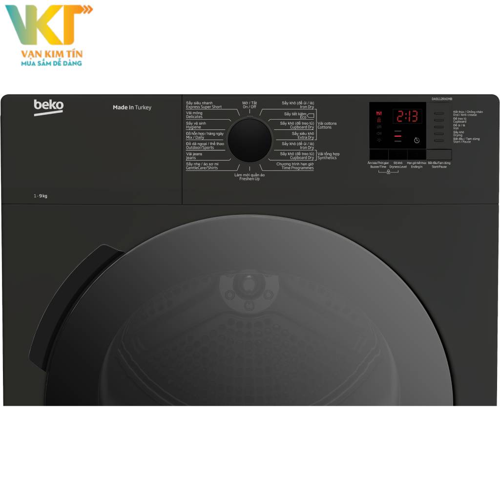 Máy sấy thông hơi Beko 9 kg DA9112RX0 - Chức năng hẹn giờ theo nhu cầu, đèn báo làm sạch bộ lọc