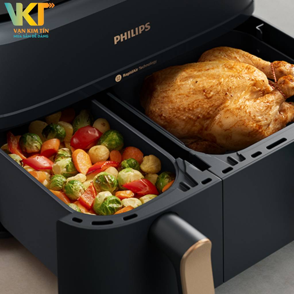 Nồi chiên không dầu Philips hai giỏ NA352/00 - Thiết kế độc đáo, dung tích lớn