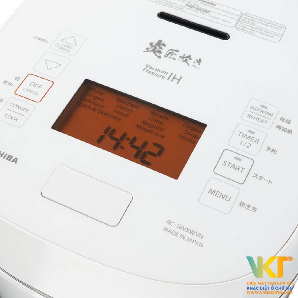 Nồi cơm cao tần áp suất Toshiba 1.8 lít RC-18VXWVN(W) - Tiện ích vượt trội khi tích hợp nhiều tính năng thông minh