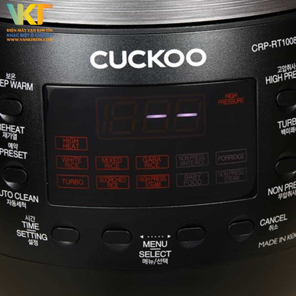 Nồi cơm điện tử cao tần áp suất Cuckoo 1.8 lít CRP-RT1008F/BKTSVNCV - Bảng điều khiển thông minh với màn hình LED rõ ràng, chi tiết