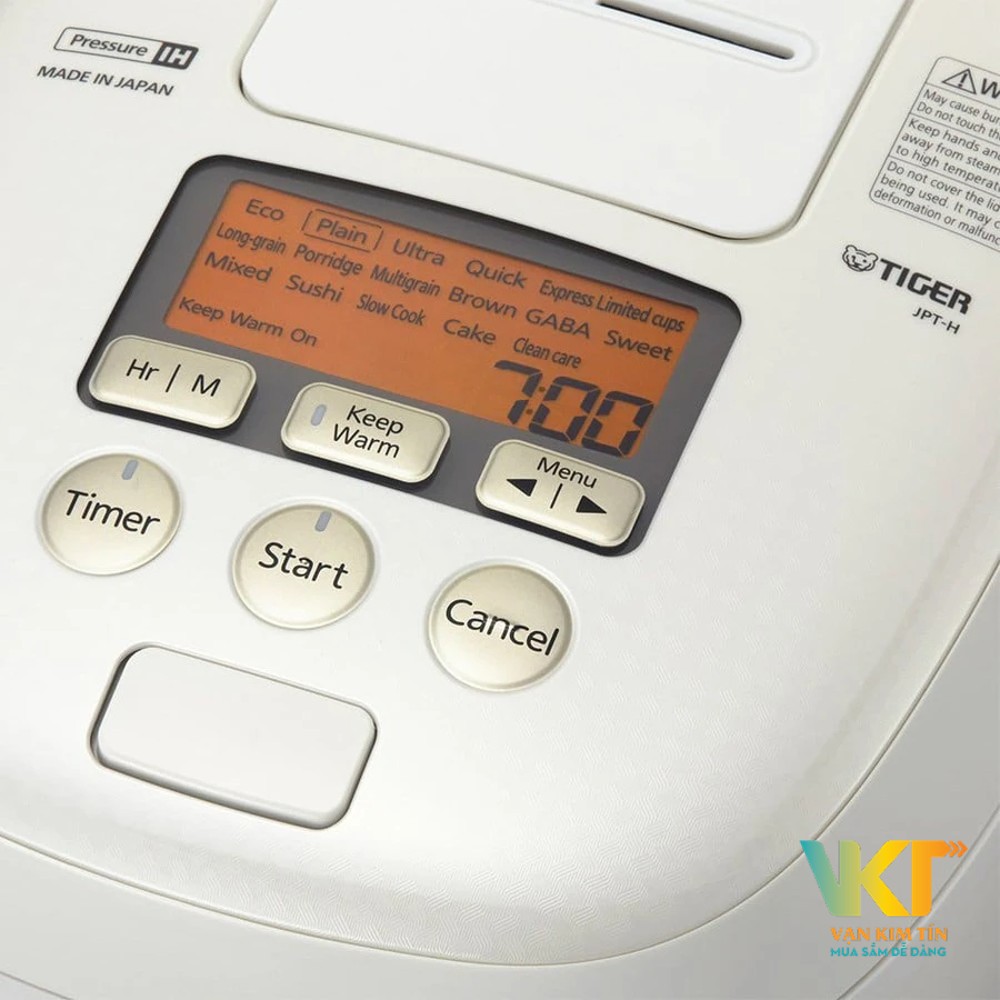 Nồi cơm điện tử cao tần áp suất kép Tiger 3 trong 1 JPT-H18S 1.8Lít - Made in Japan