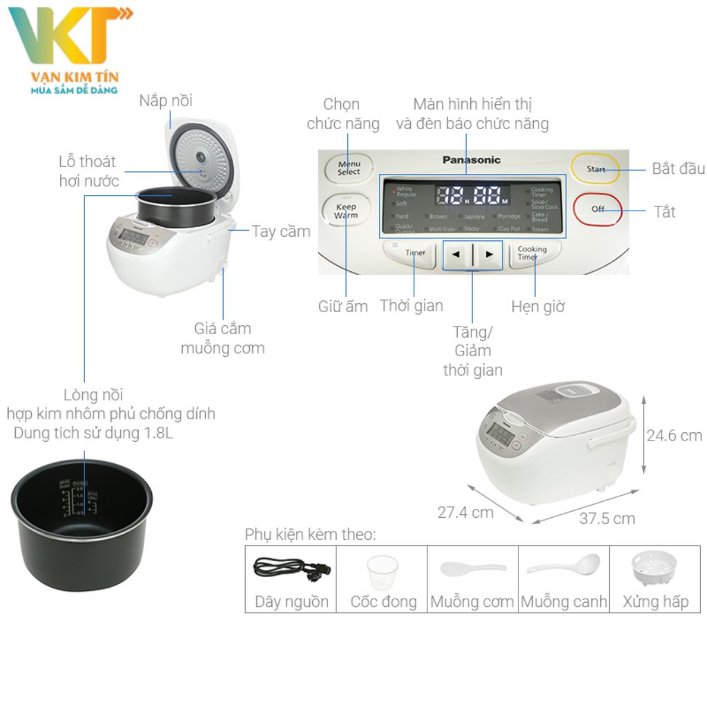 Nồi cơm điện tử Panasonic SR-CP188NRAM