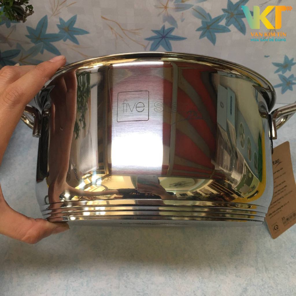 Nồi inox 304 5 đáy nắp kính Fivestar