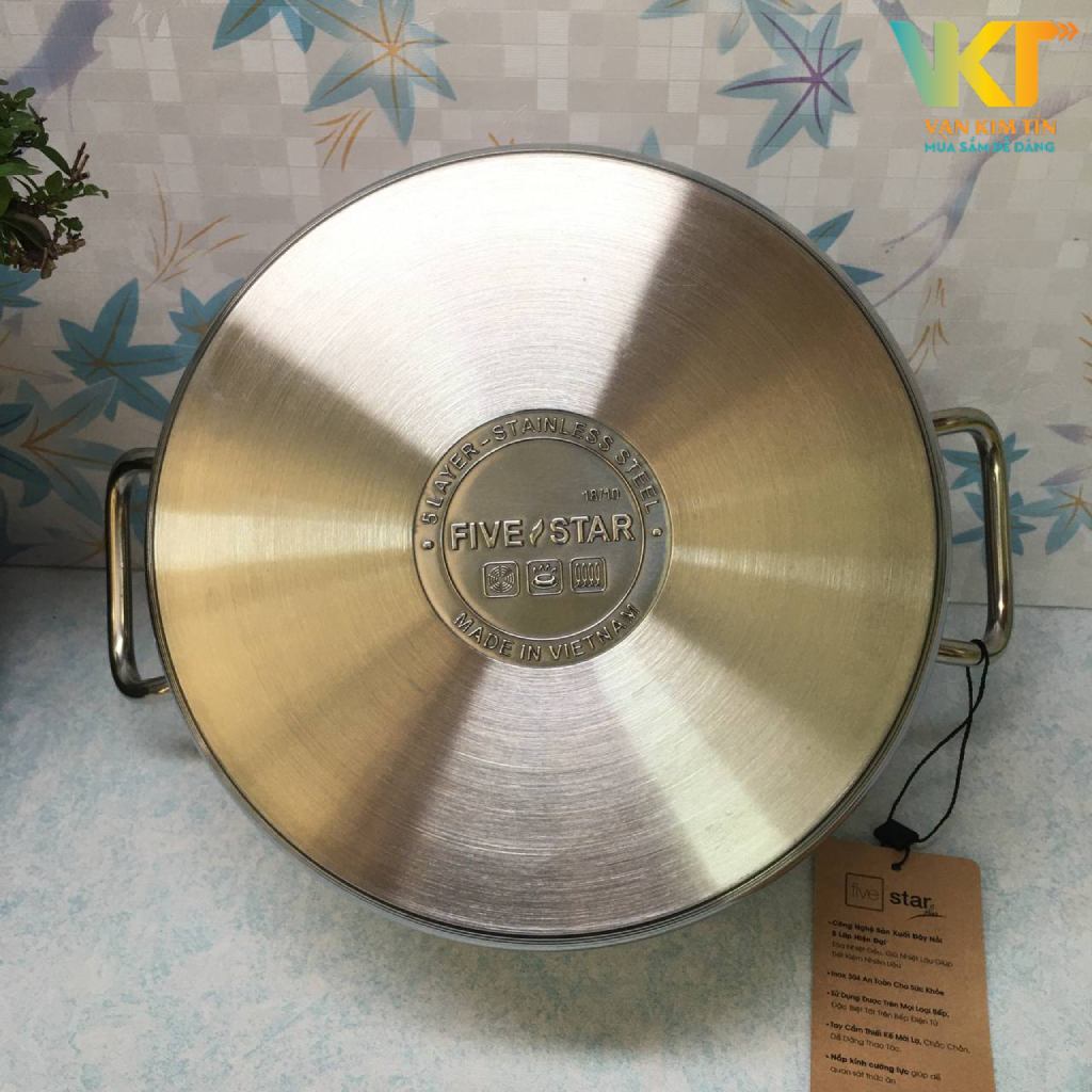 Nồi inox 304 5 đáy nắp kính Fivestar