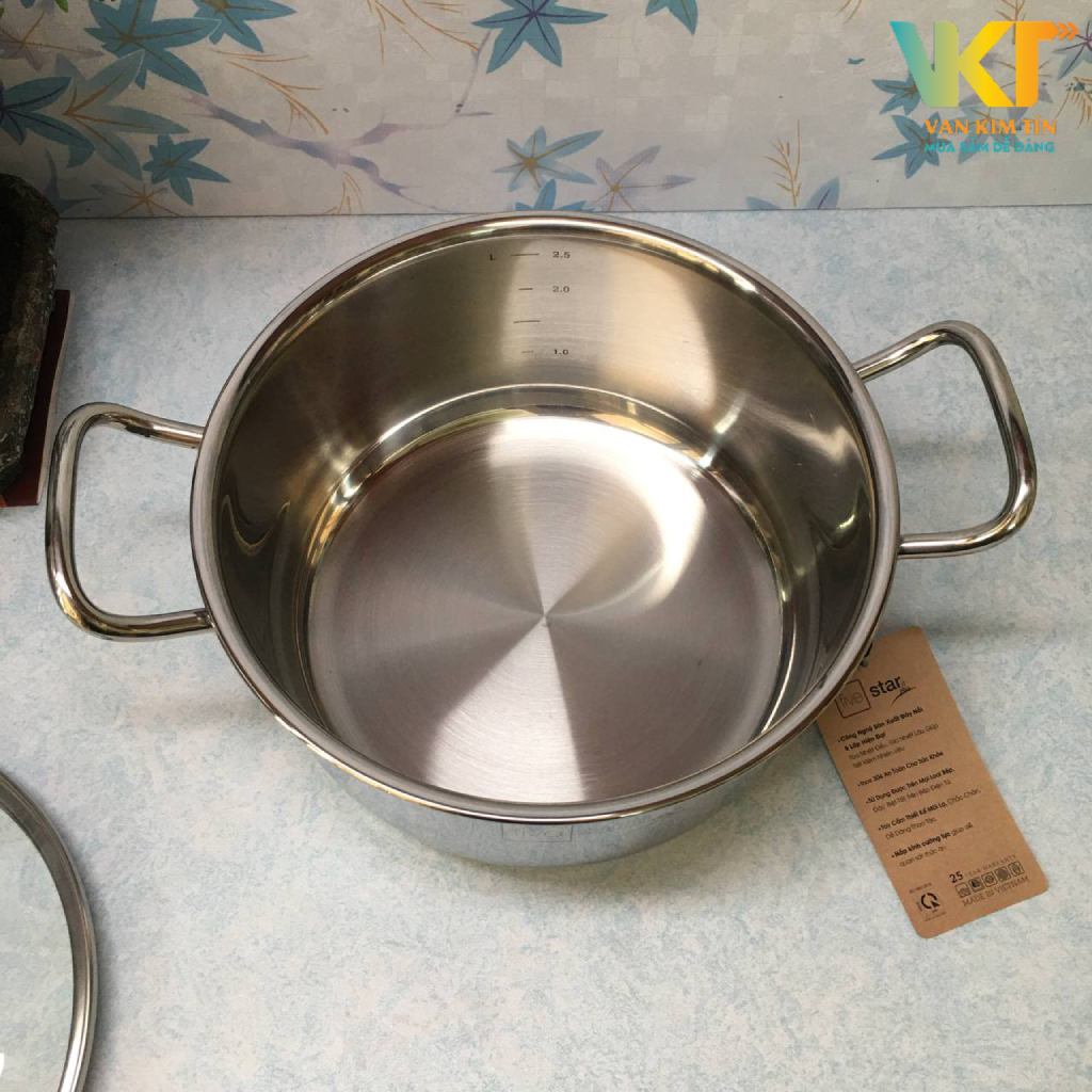 Nồi inox 304 5 đáy nắp kính Fivestar
