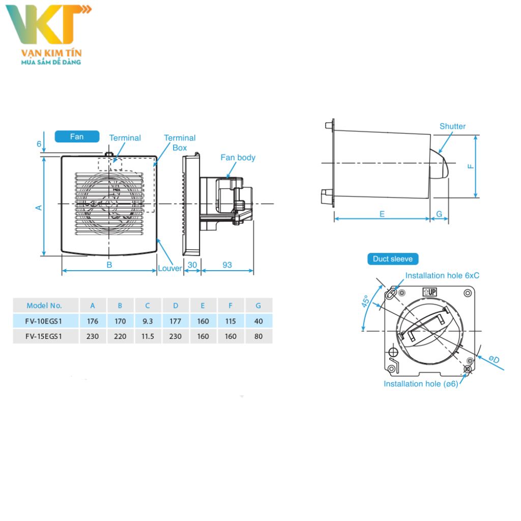 Quạt hút gắn tường nhà tắm Panasonic FV-15EGS1