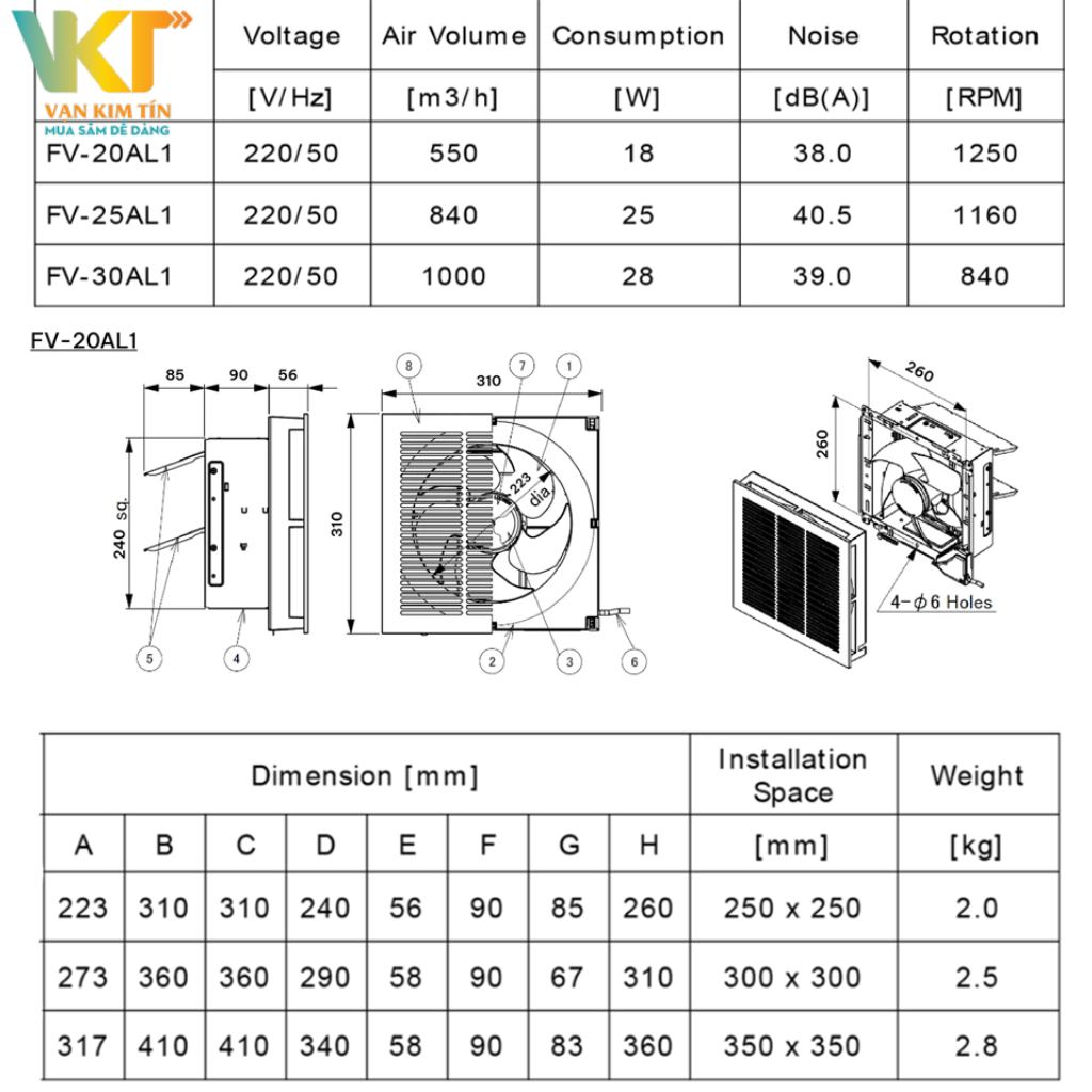 Quạt hút Panasonic FV-25AL1