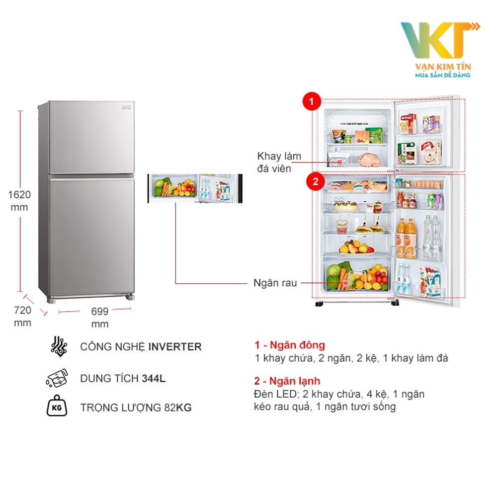 Tủ lạnh 2 cửa Mitsubishi MR-FX43EN