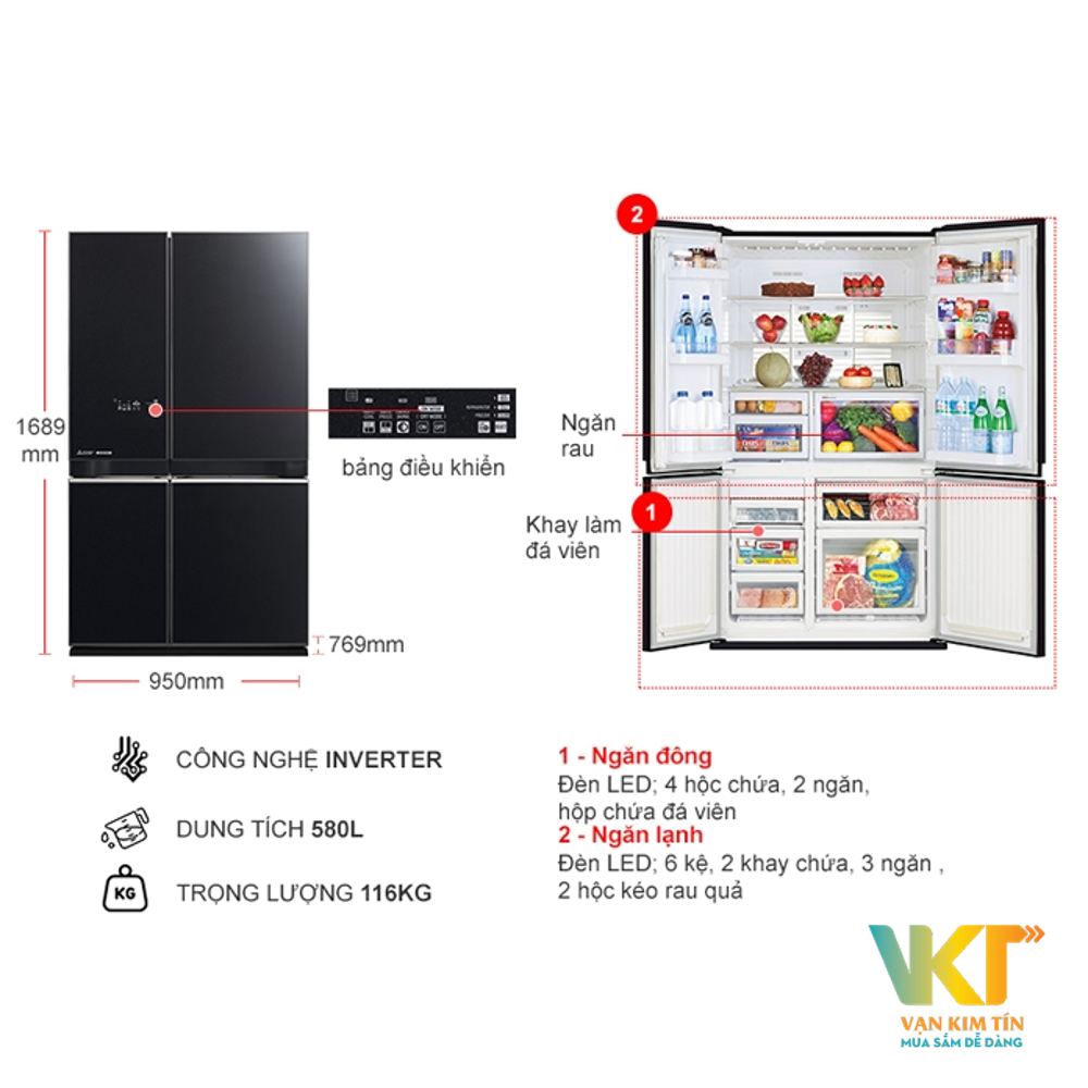 Tủ lạnh side by side Mitsubishi MR-LA72ER