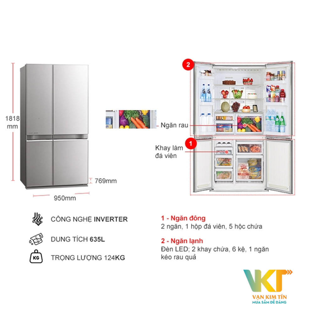 Tủ lạnh side by side Mitsubishi MR-LA78ER