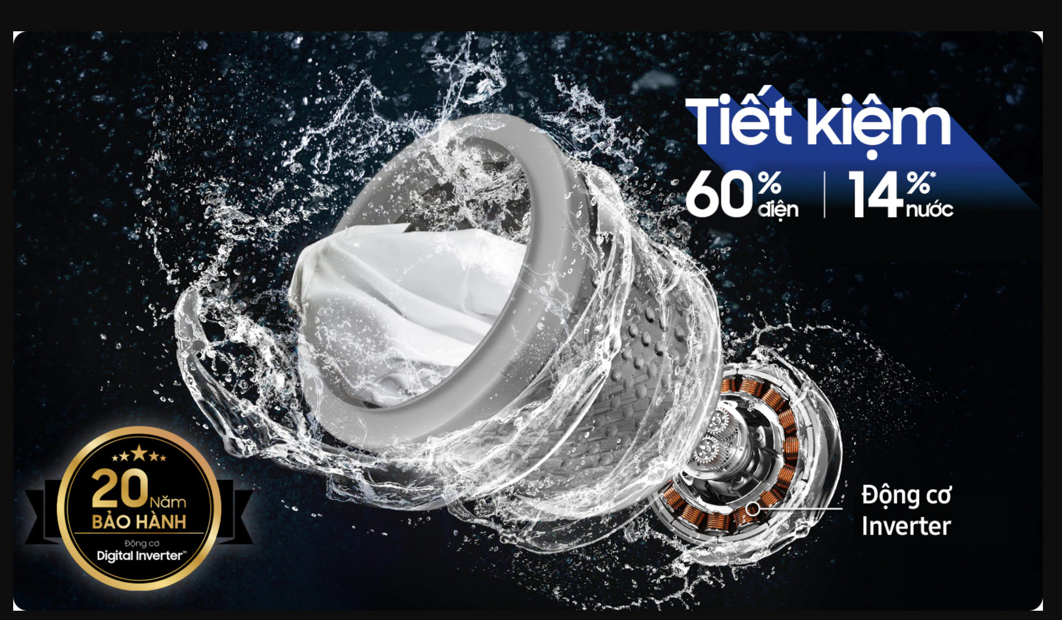 Máy Giặt Samsung Ecobubble Inverter 17 kg WA17CG6442BDSV Động Cơ Digital Inverter