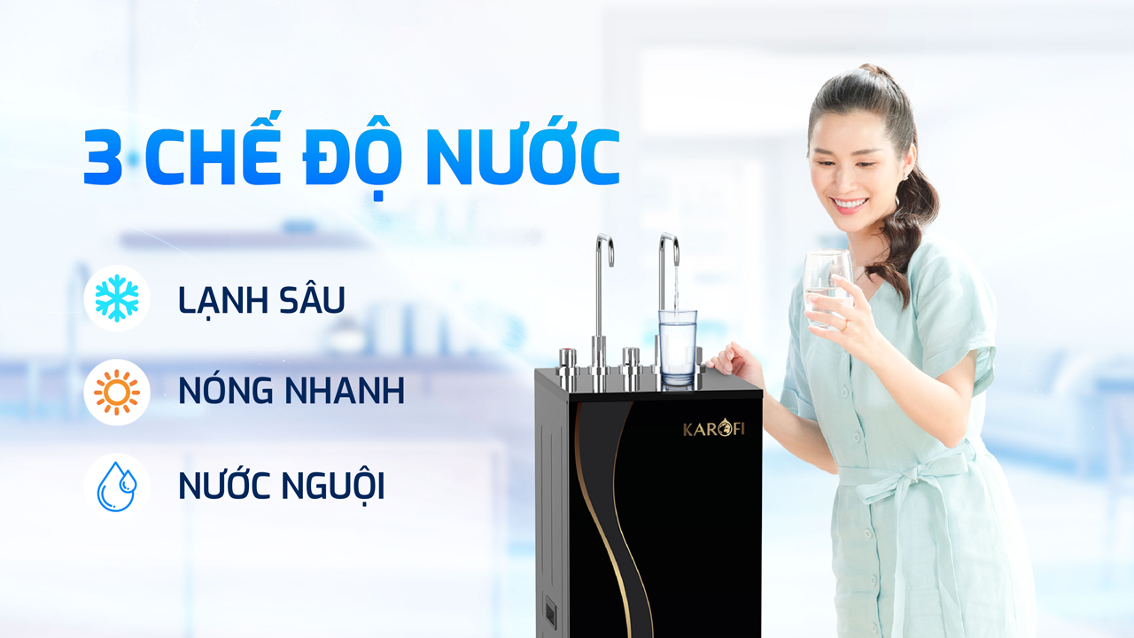 Máy lọc nước nóng lạnh Karofi KAD-D66S PRO Ba Chế Độ Nước Tiện Lợi