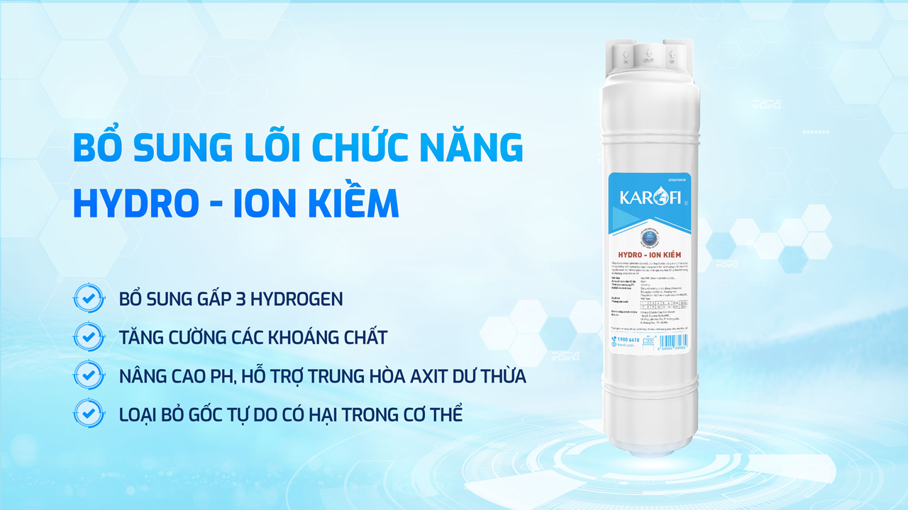 Máy lọc nước nóng lạnh Karofi KAD-D66S PRO Lõi Hydro-ion kiềm