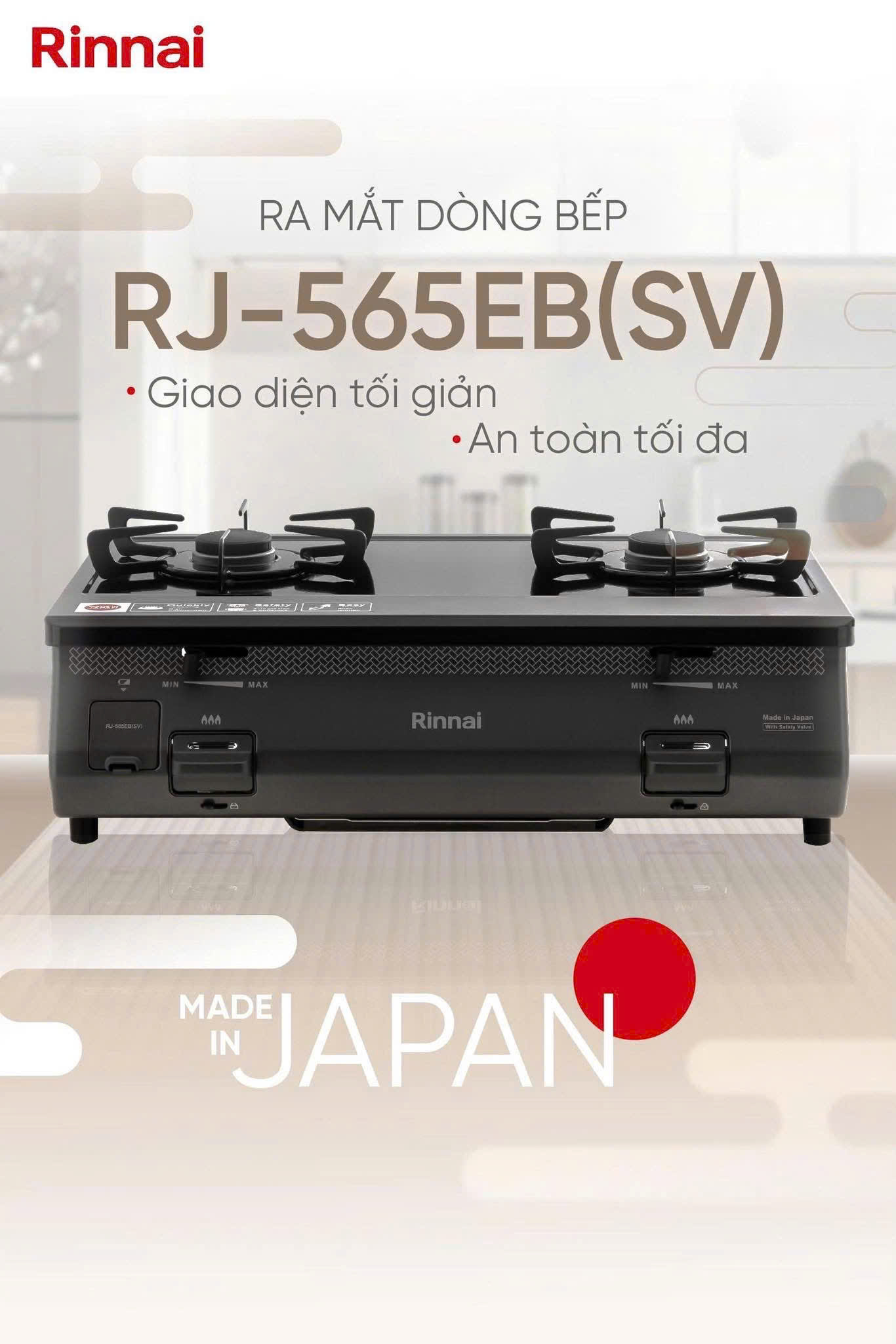BẾP GAS ĐỂ BÀN RINNAI NHẬP NHẬT RJ-565EB(SV)
