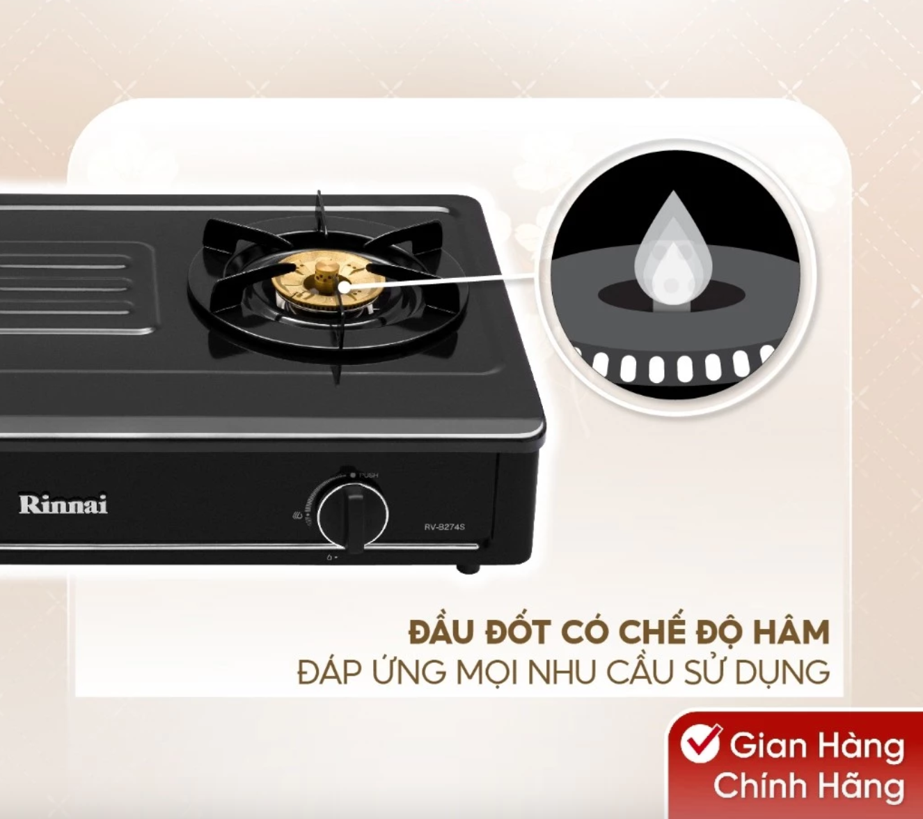 Bếp gas dương Rinnai RV-B274SB(EB)