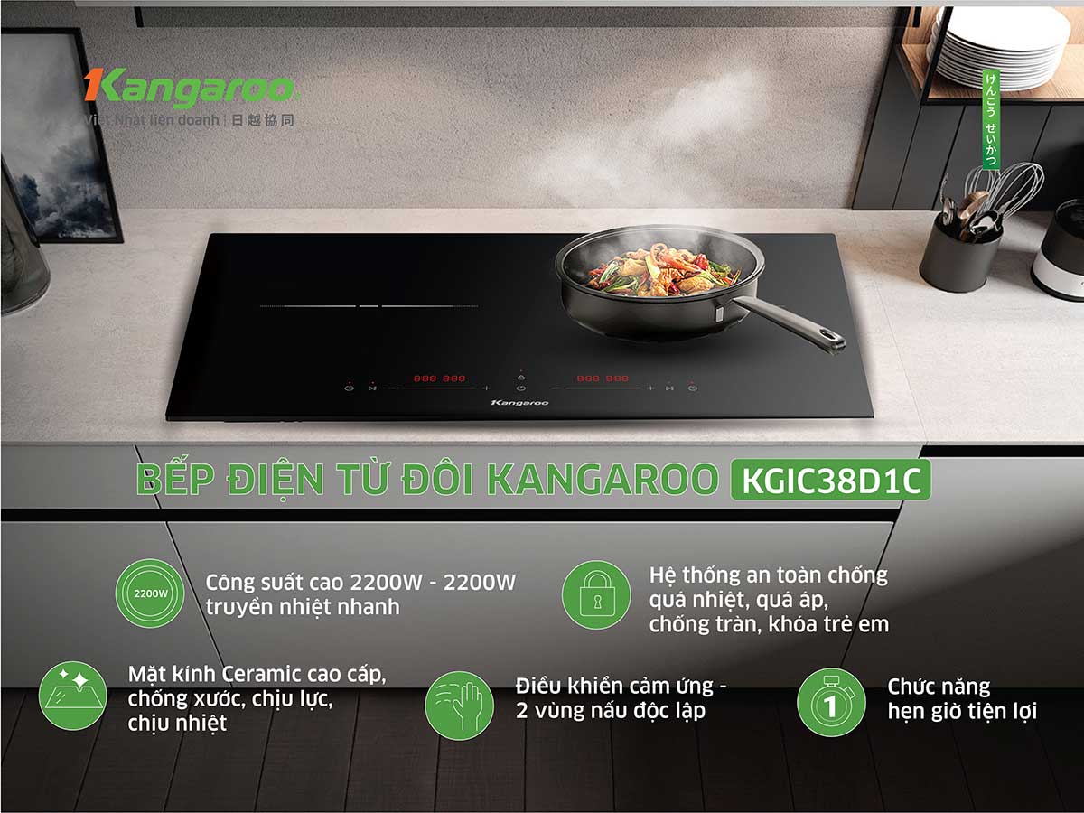 Bếp từ đôi lắp âm Kangaroo KGIC38D1C
