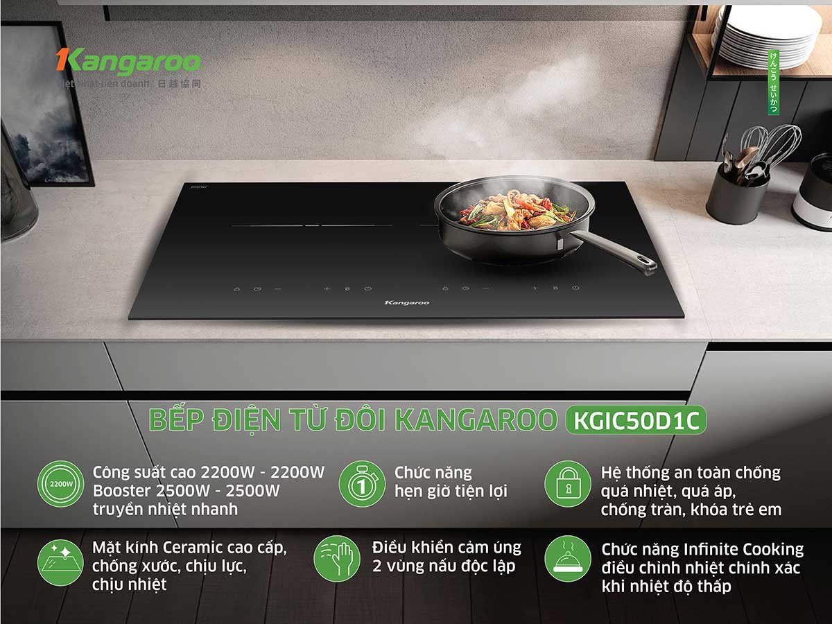 Bếp từ đôi lắp âm Kangaroo KGIC44D1C