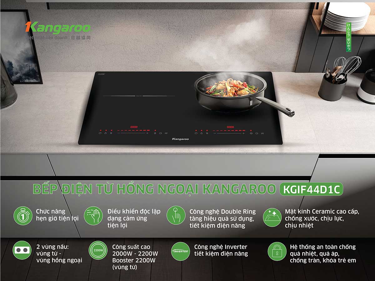 Bếp từ hồng ngoại lắp âm Kangaroo KGIF44D1C