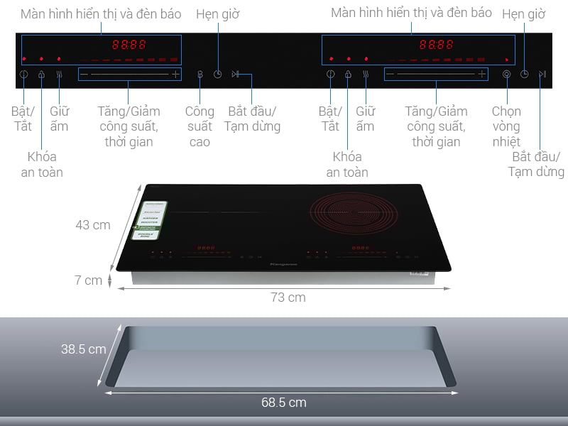 Bếp từ hồng ngoại lắp âm Kangaroo KGIF44D1C