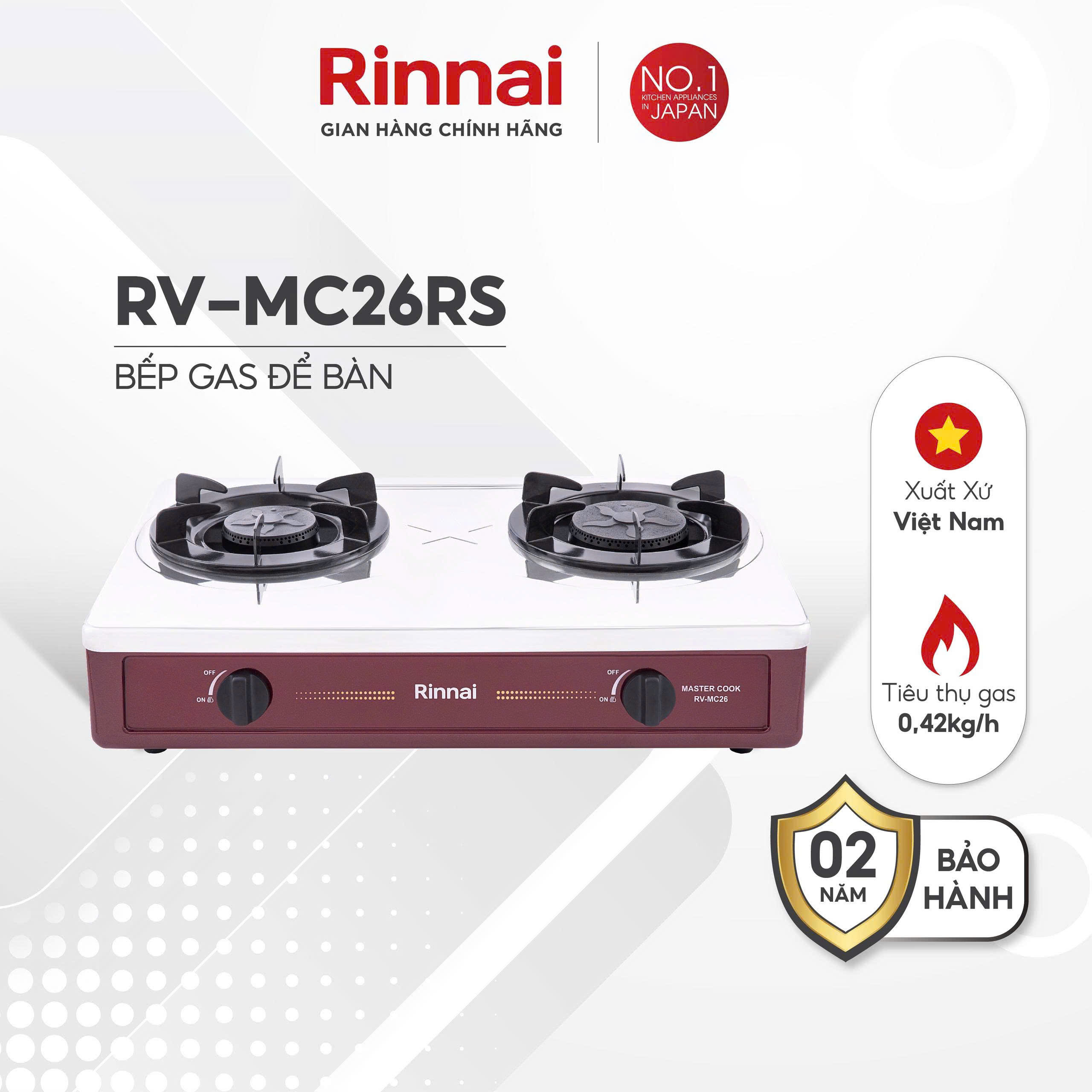 Bếp gas đôi Rinnai RV-MC26RS - Hàng chính hãng