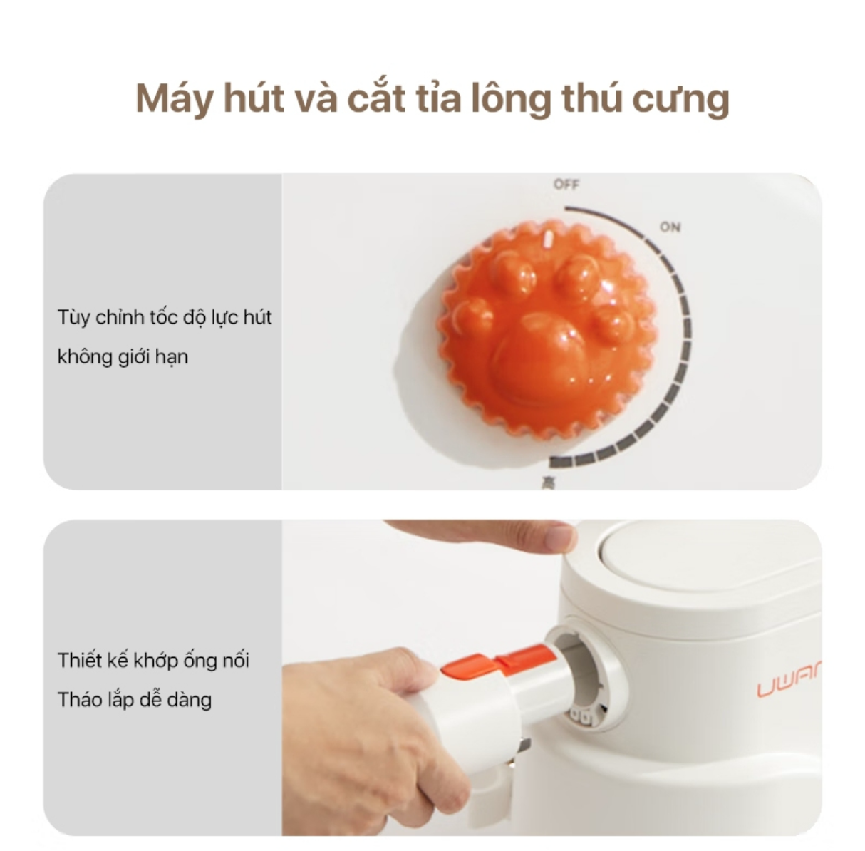 Máy cắt tỉa hút lông chó mèo Uwant P100-D