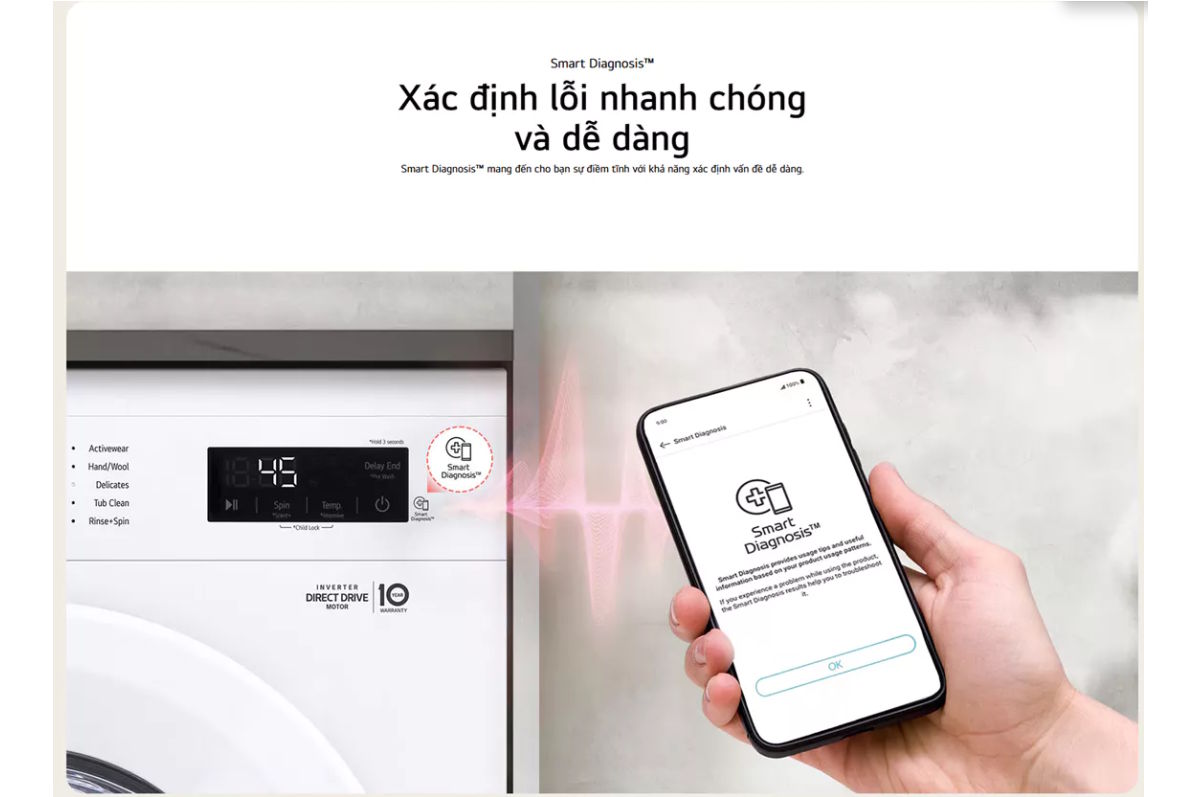 Máy giặt sấy LG AI DD Inverter FB1209D5W (giặt 9kg, sấy 5kg)
