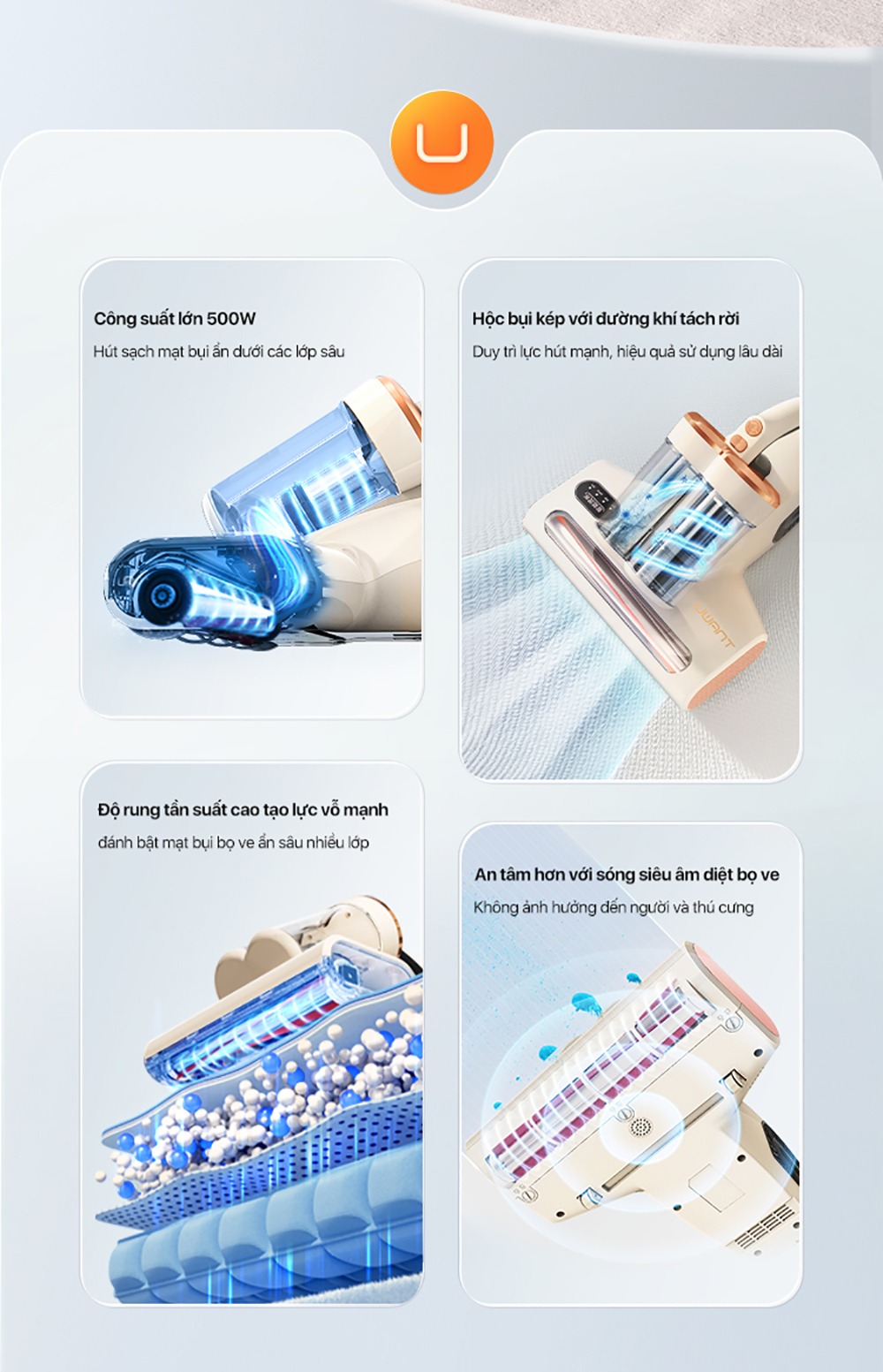 Máy hút bụi đệm giường UWANT MT100