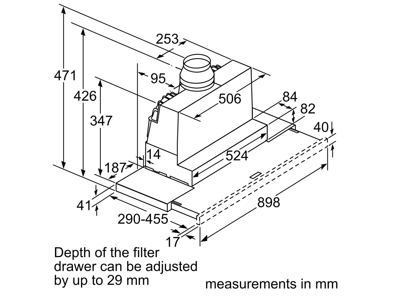 Máy hút mùi âm tủ Bosch DFS097A51B