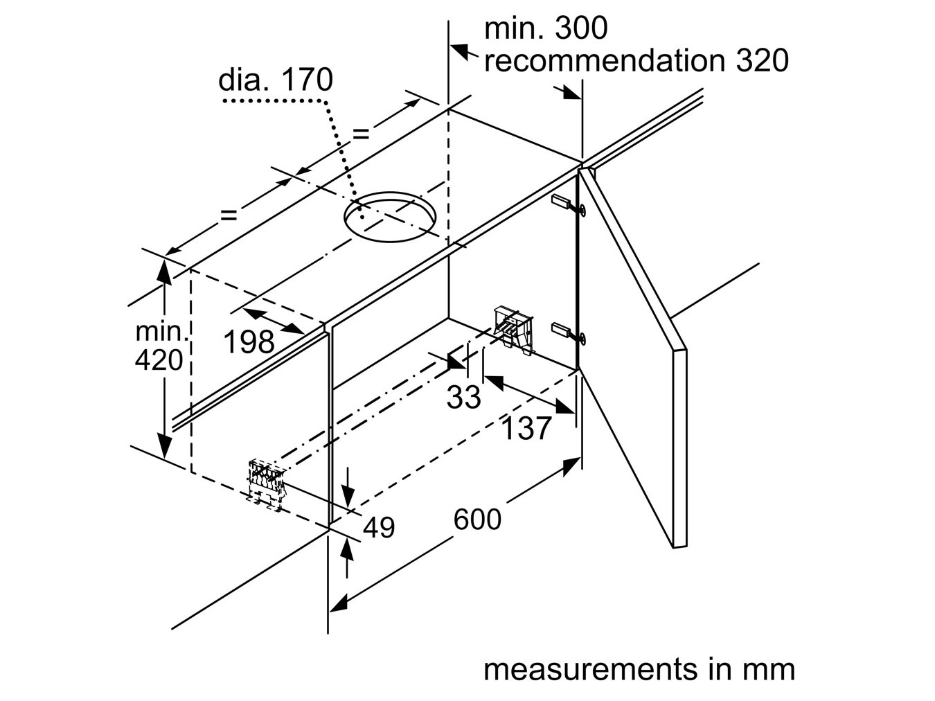 Máy hút mùi âm tủ Bosch DFS097A51B
