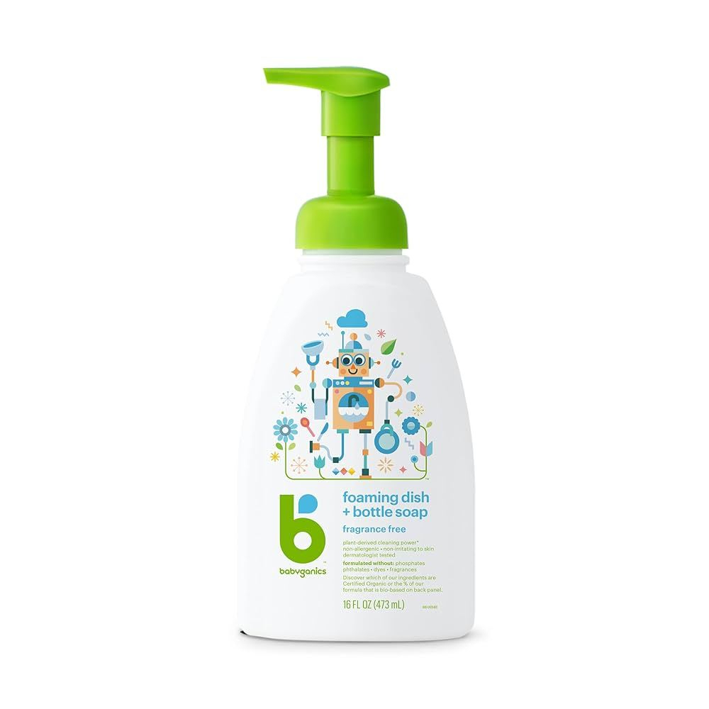 Nước rửa Bình & Đồ dùng đa năng không mùi Organic Babyganics Dish Soap Fragrance Free, an toàn cho bé (16oz/473ml)