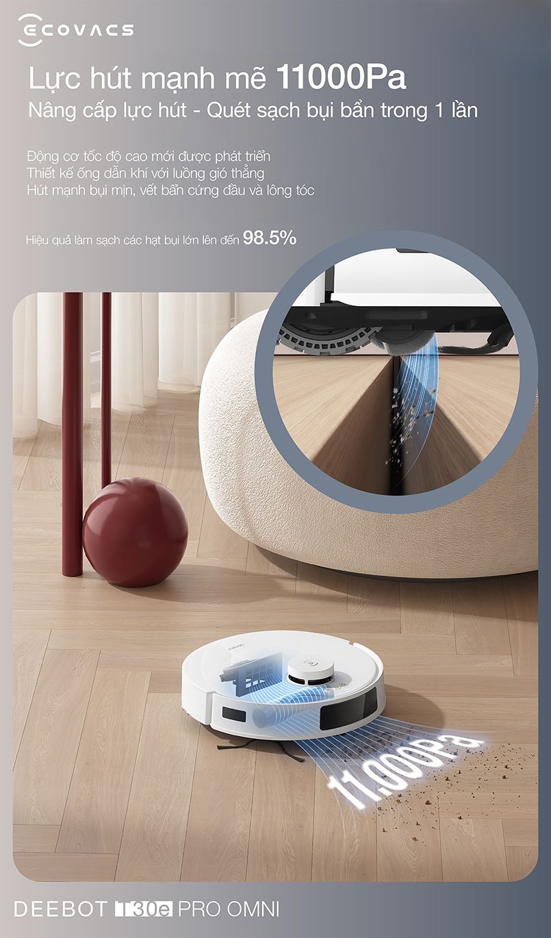 Robot hút bụi lau nhà Ecovacs Deebot T30e Pro Omni