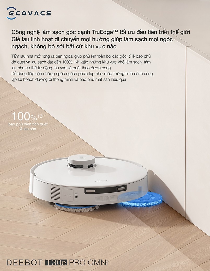 Robot hút bụi lau nhà Ecovacs Deebot T30e Pro Omni