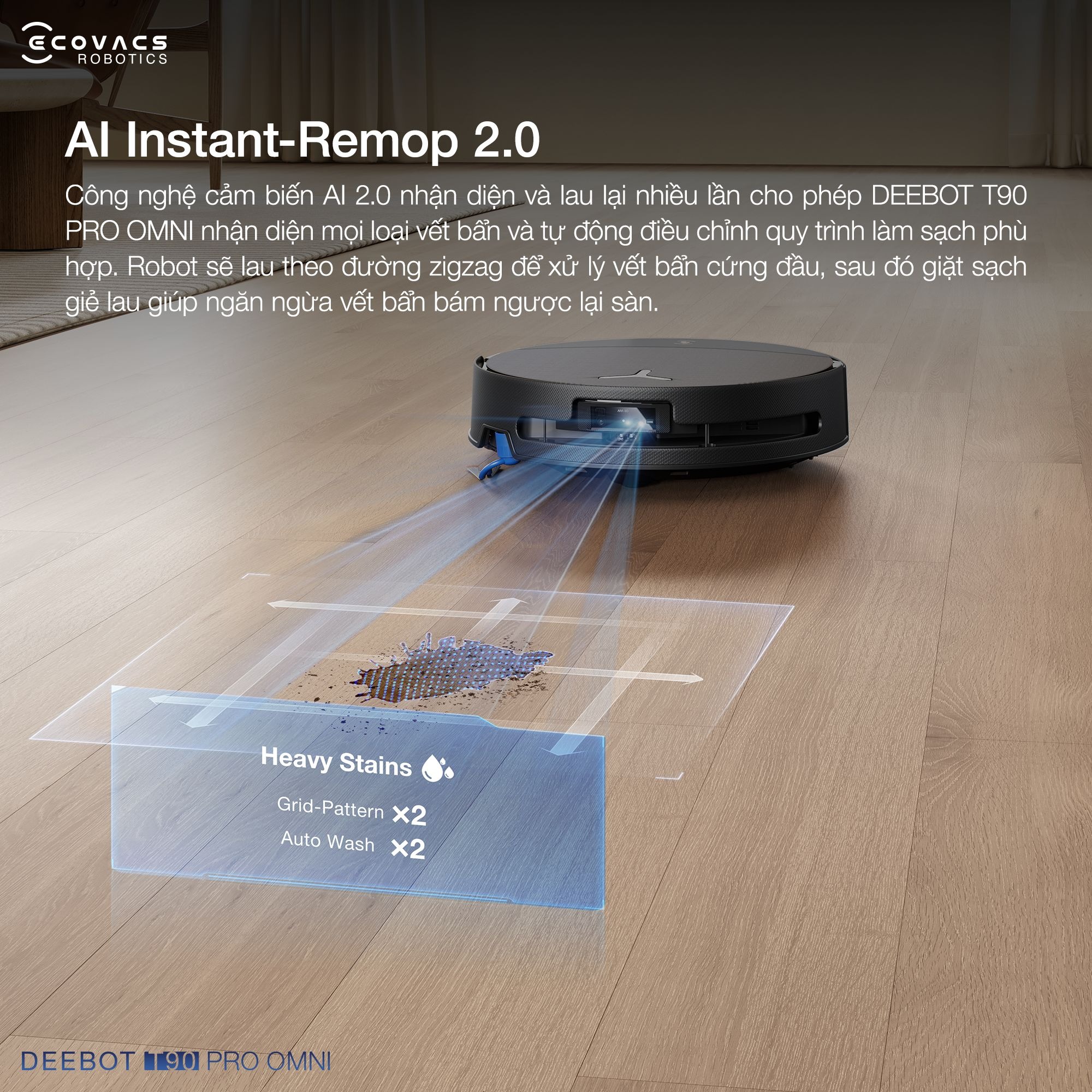 Robot hút bụi lau nhà Ecovacs DEEBOT T90 PRO OMNI