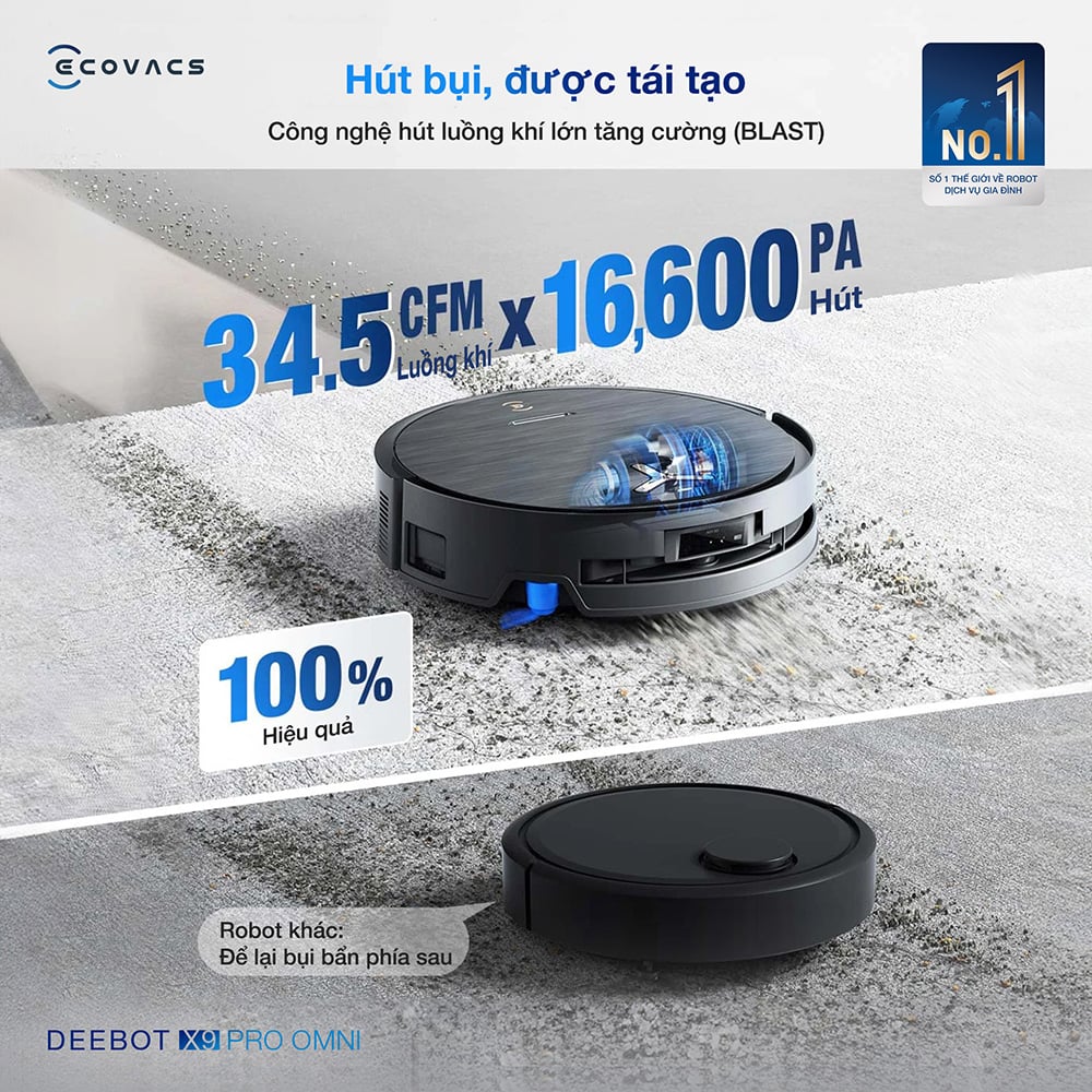 Robot hút bụi lau nhà Ecovacs Deebot X9 Pro Omni