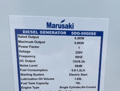 Máy Phát Điện Chạy Dầu 6.8Kw Marusaki SDG-9900SE